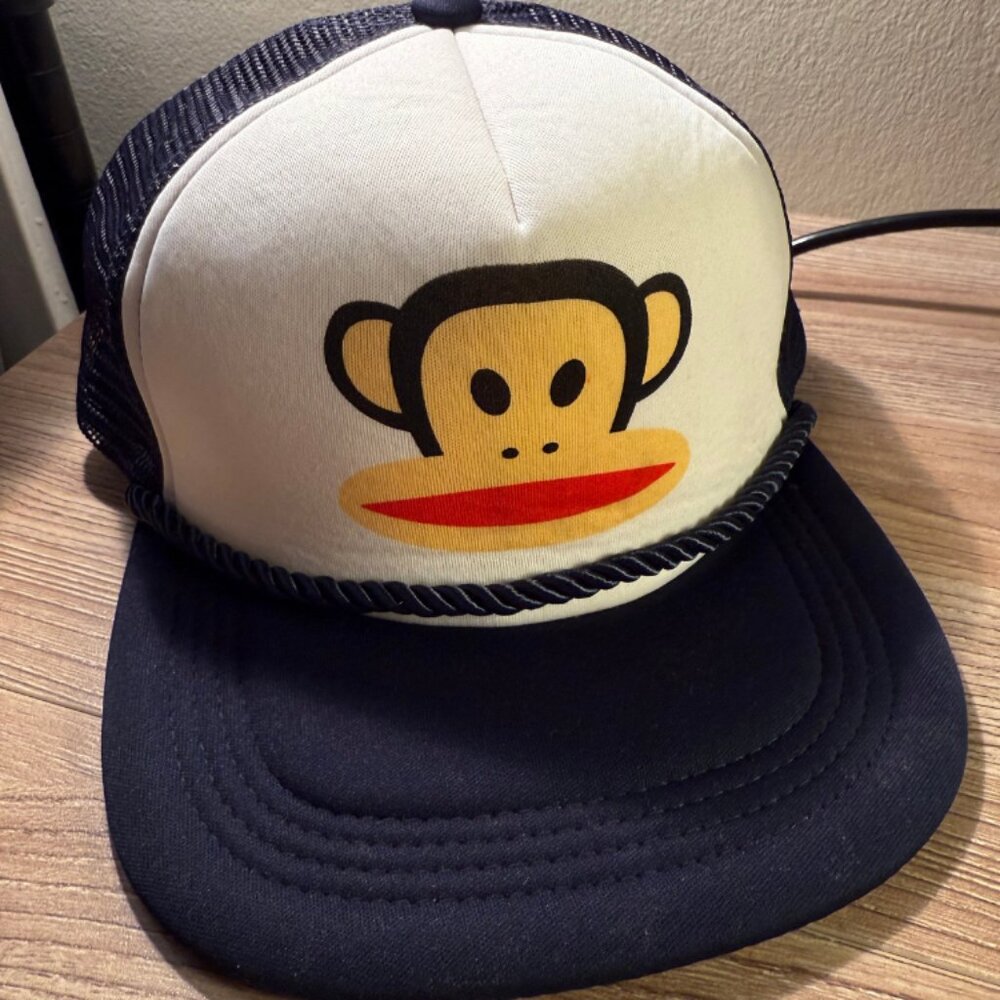 Paul Frank Youth Blue and White Snapback Hat Rope Mesh Trucker